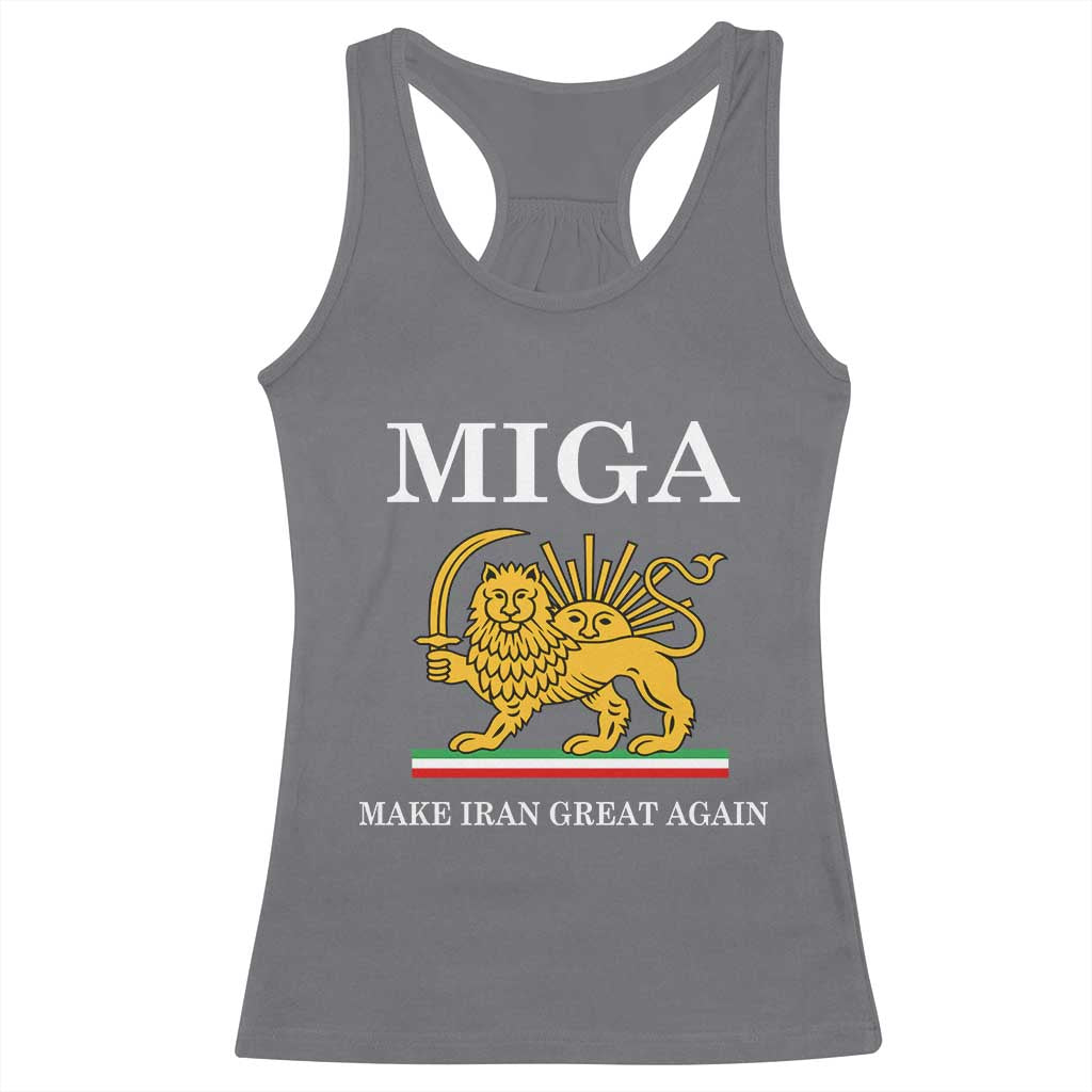 Make Iran Great Again Patriotic MIGA Racerback Tank Top Lion and Sun Iranian Revolution Freedom Supporters