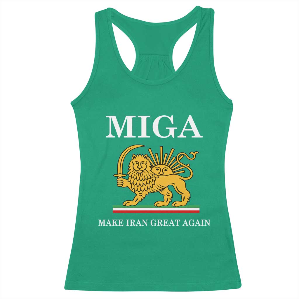 Make Iran Great Again Patriotic MIGA Racerback Tank Top Lion and Sun Iranian Revolution Freedom Supporters