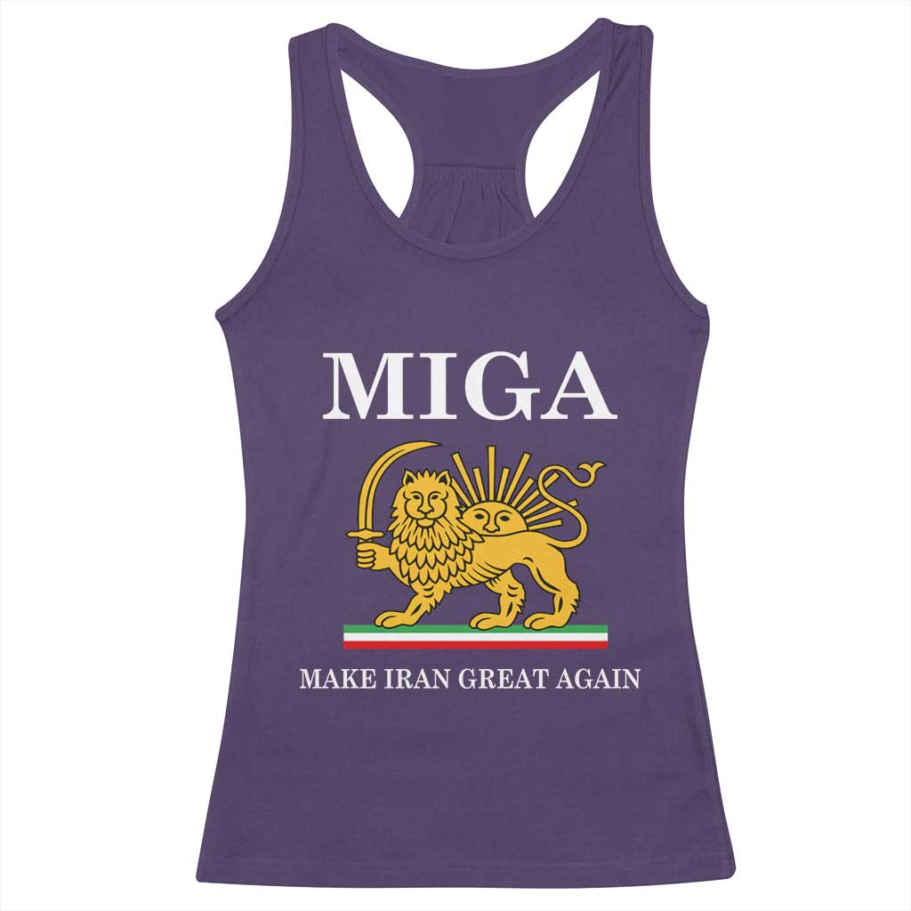 Make Iran Great Again Patriotic MIGA Racerback Tank Top Lion and Sun Iranian Revolution Freedom Supporters