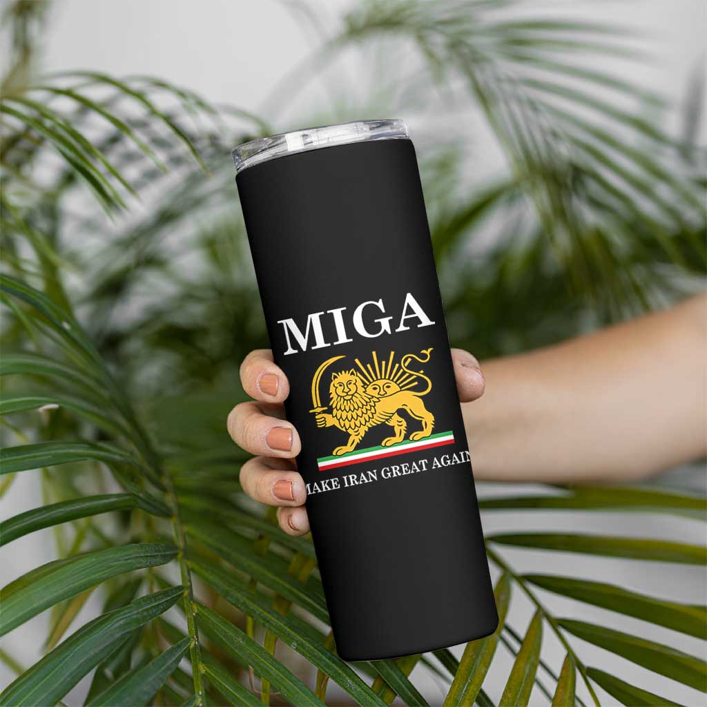 Make Iran Great Again Patriotic MIGA Skinny Tumbler Lion and Sun Iranian Revolution Freedom Supporters