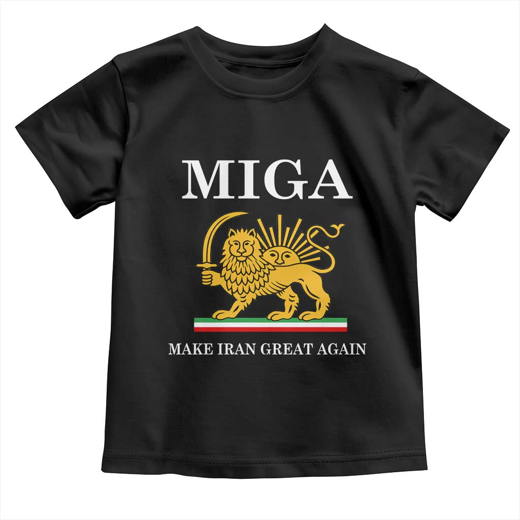 Make Iran Great Again Patriotic MIGA Toddler T Shirt Lion and Sun Iranian Revolution Freedom Supporters