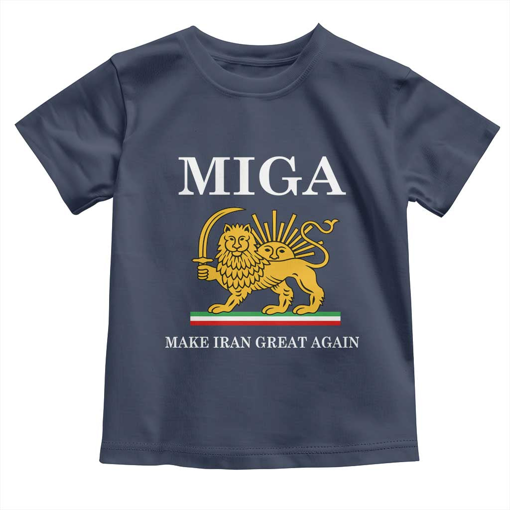 Make Iran Great Again Patriotic MIGA Toddler T Shirt Lion and Sun Iranian Revolution Freedom Supporters