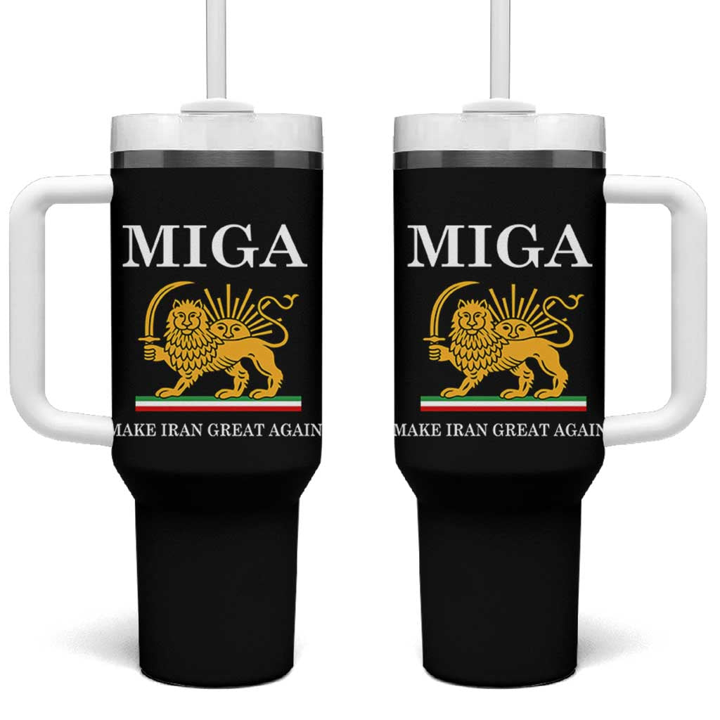 Make Iran Great Again Patriotic MIGA Tumbler With Handle Lion and Sun Iranian Revolution Freedom Supporters