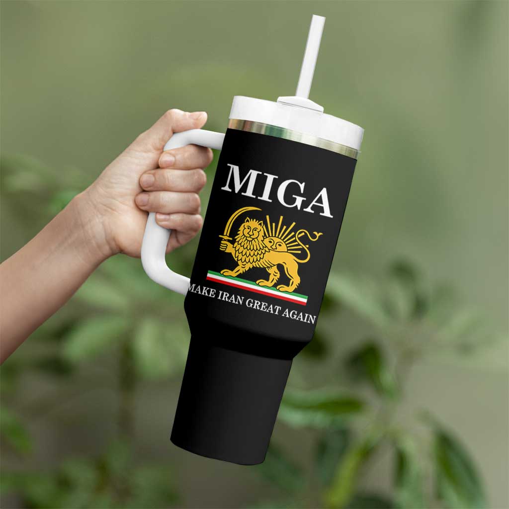 Make Iran Great Again Patriotic MIGA Tumbler With Handle Lion and Sun Iranian Revolution Freedom Supporters