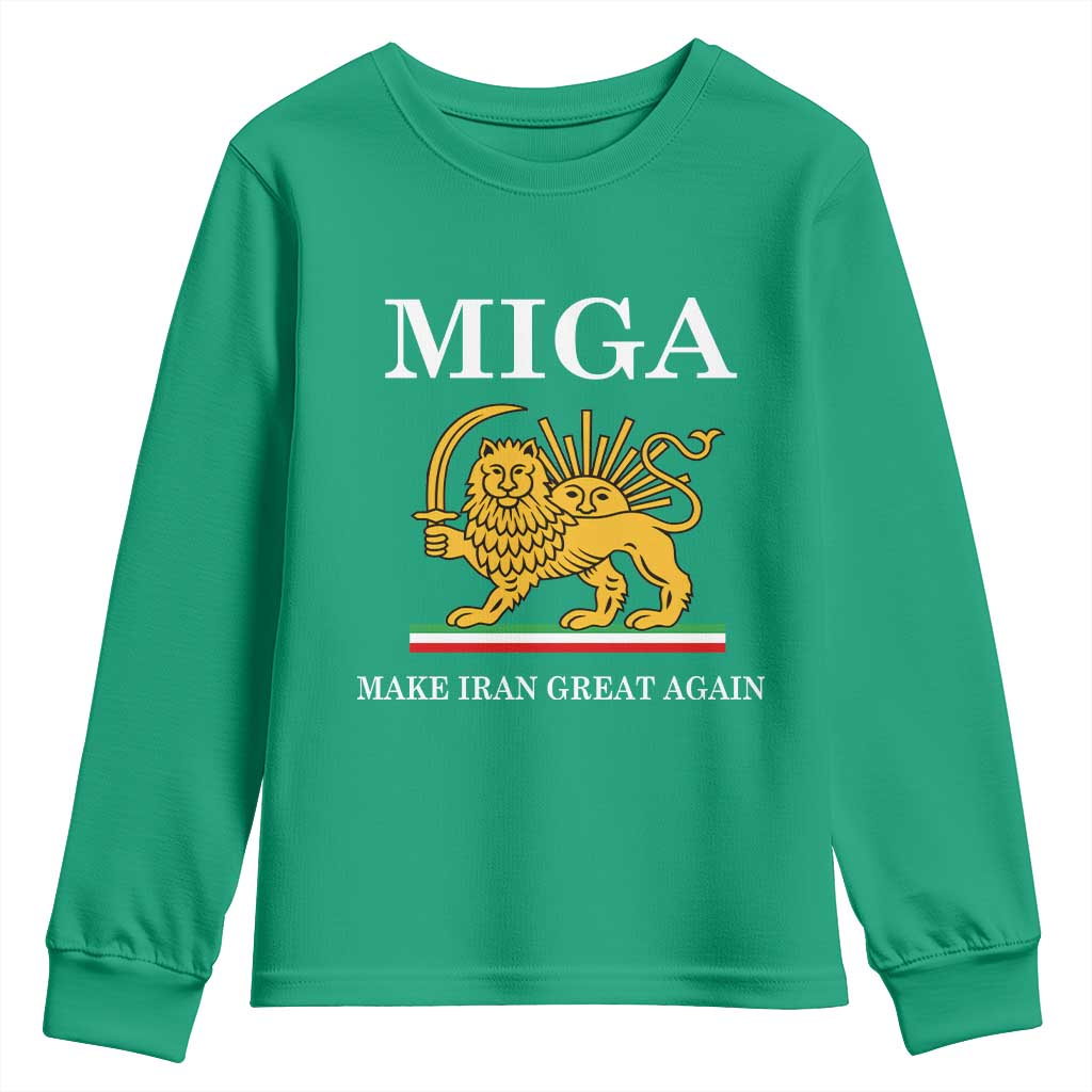 Make Iran Great Again Patriotic MIGA Youth Sweatshirt Lion and Sun Iranian Revolution Freedom Supporters