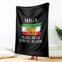 Make Iran Great Again Patriotic MIGA Throw Blanket Lion and Sun Flag Iranian Revolution