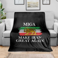 Make Iran Great Again Patriotic MIGA Throw Blanket Lion and Sun Flag Iranian Revolution