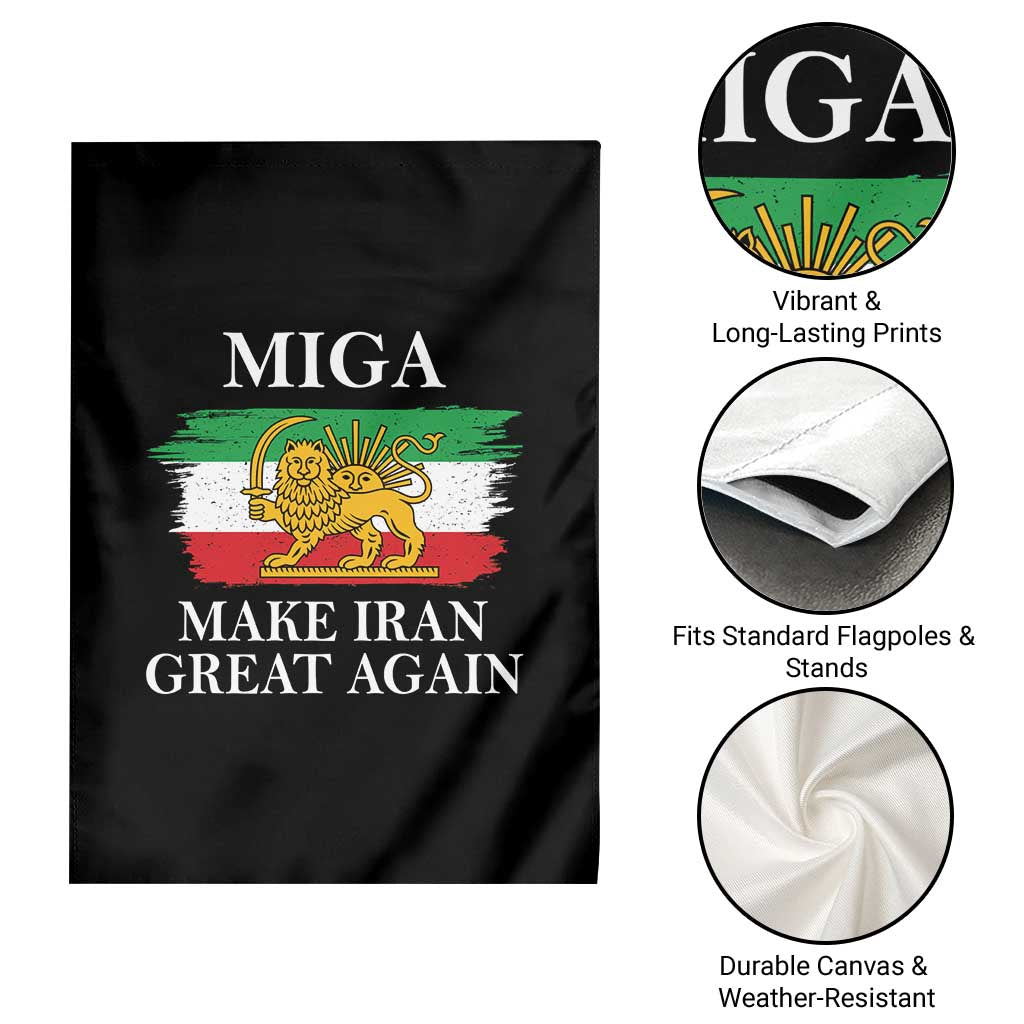 Make Iran Great Again Patriotic MIGA Garden Flag Lion and Sun Flag Iranian Revolution