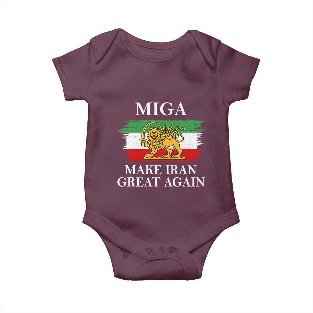 Make Iran Great Again Patriotic MIGA Baby Onesie Lion and Sun Flag Iranian Revolution