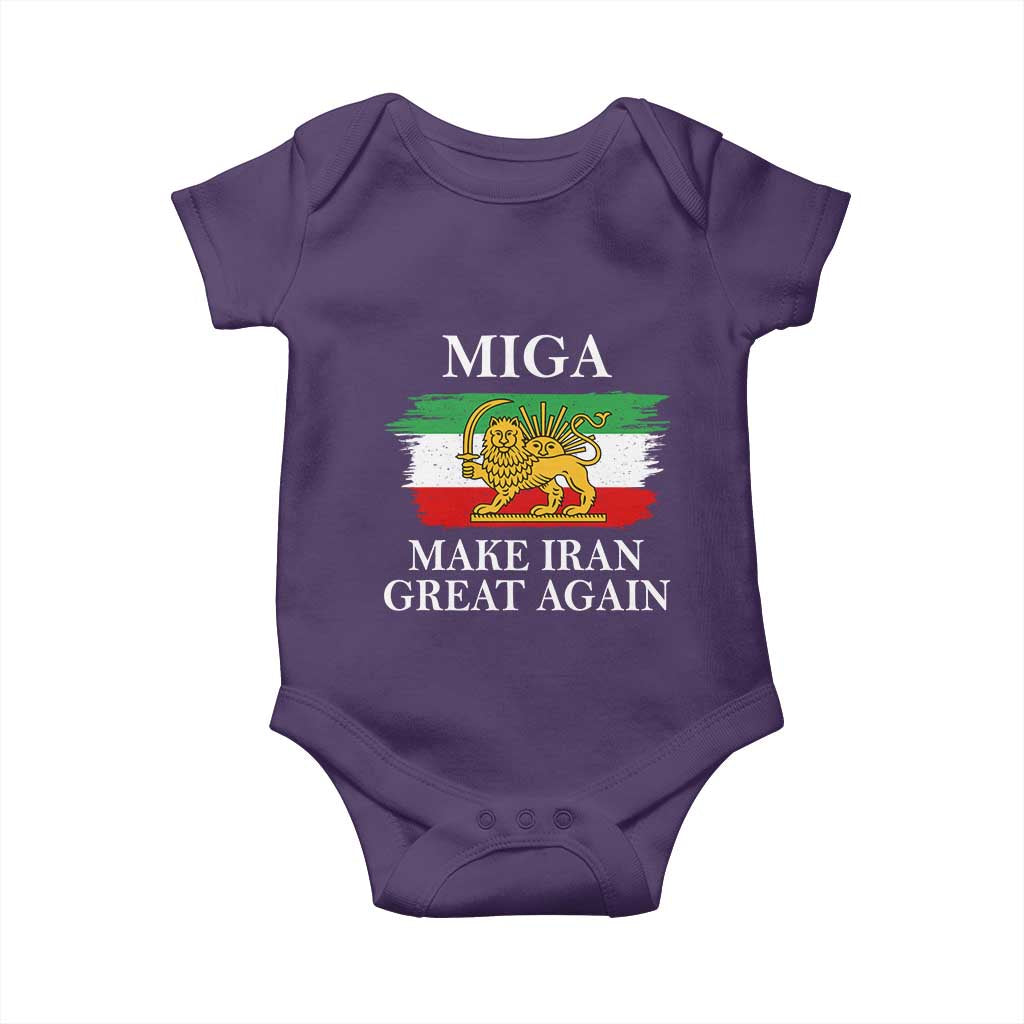 Make Iran Great Again Patriotic MIGA Baby Onesie Lion and Sun Flag Iranian Revolution