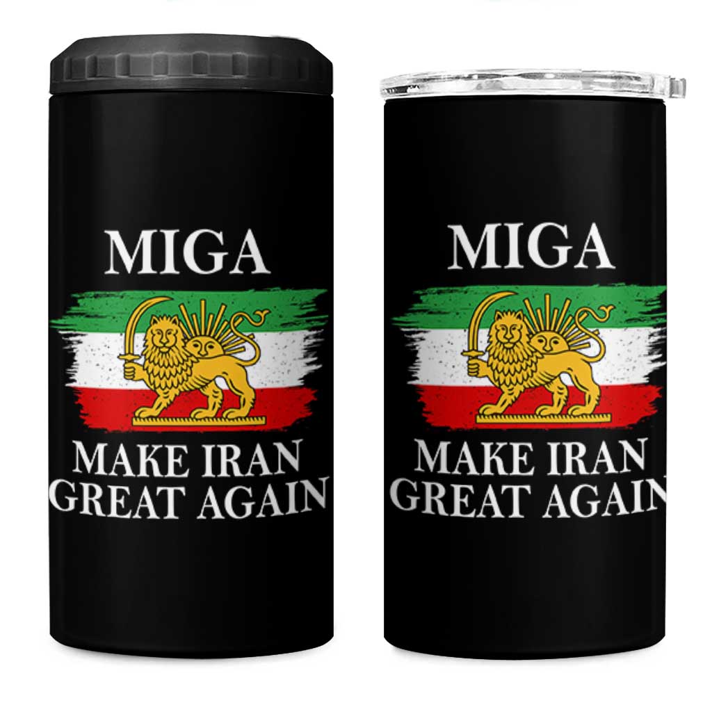 Make Iran Great Again Patriotic MIGA 4 in 1 Can Cooler Tumbler Lion and Sun Flag Iranian Revolution