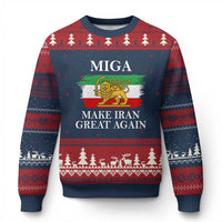 Make Iran Great Again Patriotic MIGA Ugly Christmas Sweater Lion and Sun Flag Iranian Revolution
