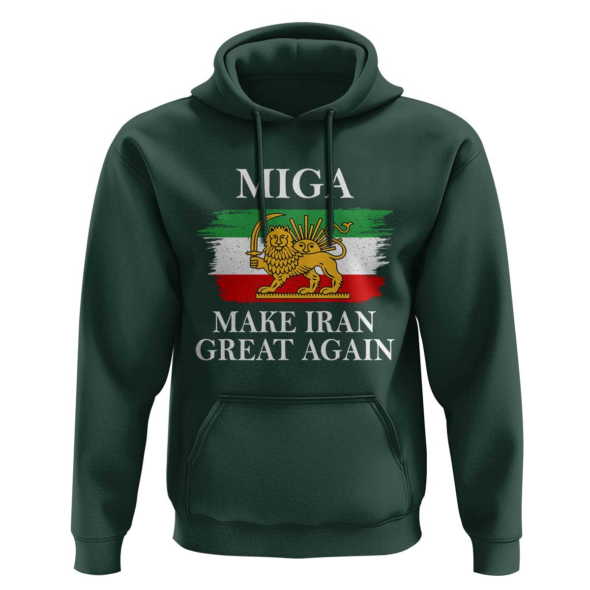Make Iran Great Again Patriotic MIGA Hoodie Lion and Sun Flag Iranian Revolution