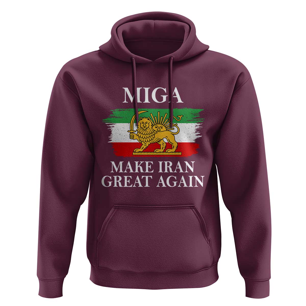 Make Iran Great Again Patriotic MIGA Hoodie Lion and Sun Flag Iranian Revolution