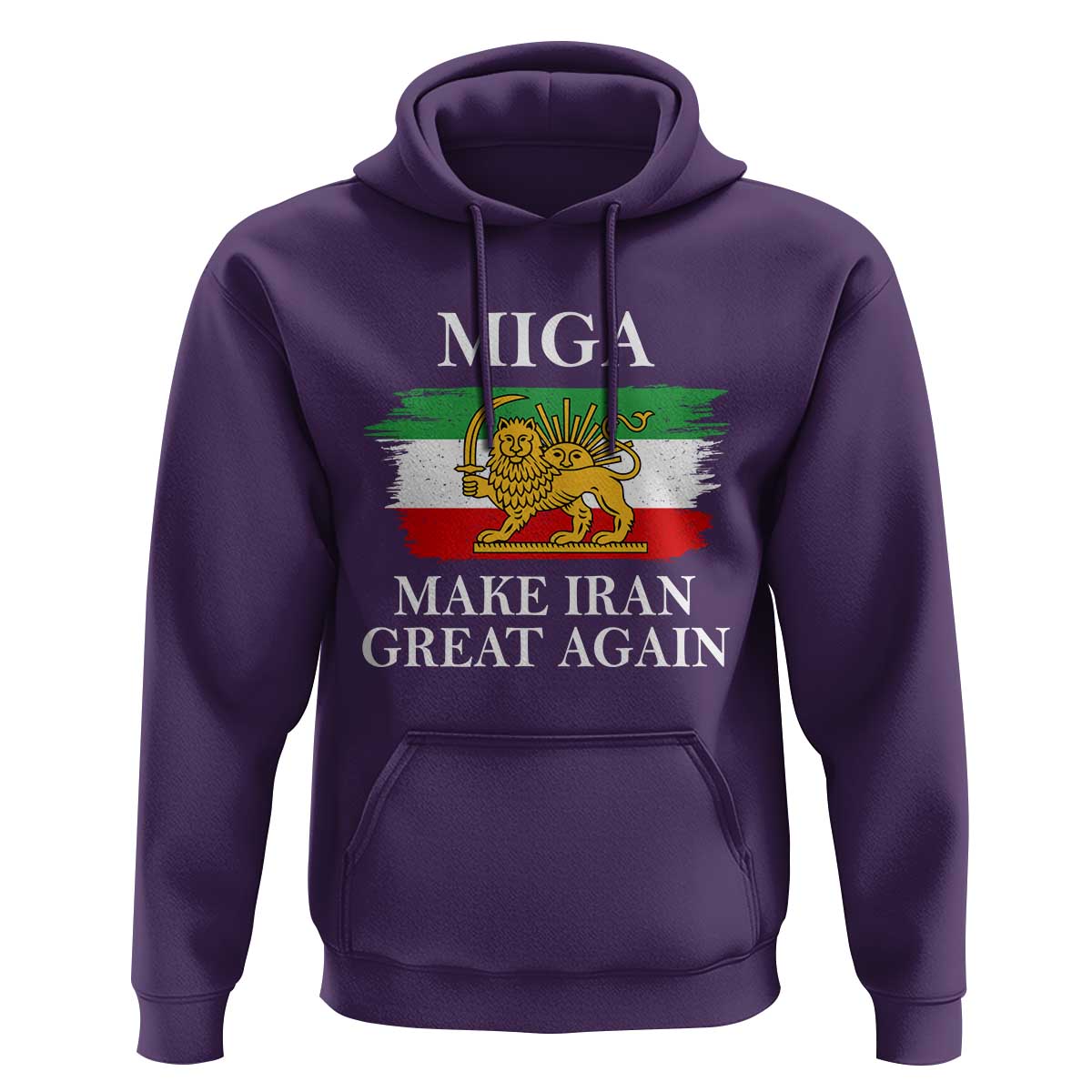 Make Iran Great Again Patriotic MIGA Hoodie Lion and Sun Flag Iranian Revolution