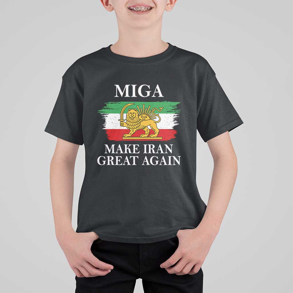 Make Iran Great Again Patriotic MIGA T Shirt For Kid Lion and Sun Flag Iranian Revolution