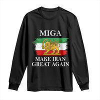 Make Iran Great Again Patriotic MIGA Long Sleeve Shirt Lion and Sun Flag Iranian Revolution