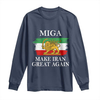 Make Iran Great Again Patriotic MIGA Long Sleeve Shirt Lion and Sun Flag Iranian Revolution