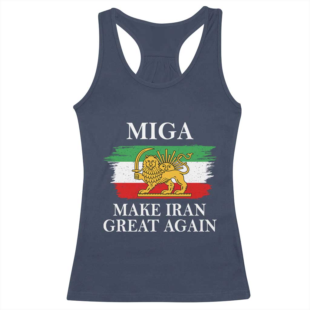 Make Iran Great Again Patriotic MIGA Racerback Tank Top Lion and Sun Flag Iranian Revolution