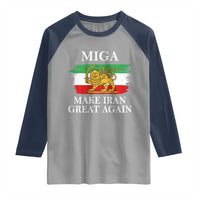 Make Iran Great Again Patriotic MIGA Raglan Shirt Lion and Sun Flag Iranian Revolution