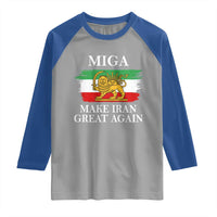 Make Iran Great Again Patriotic MIGA Raglan Shirt Lion and Sun Flag Iranian Revolution