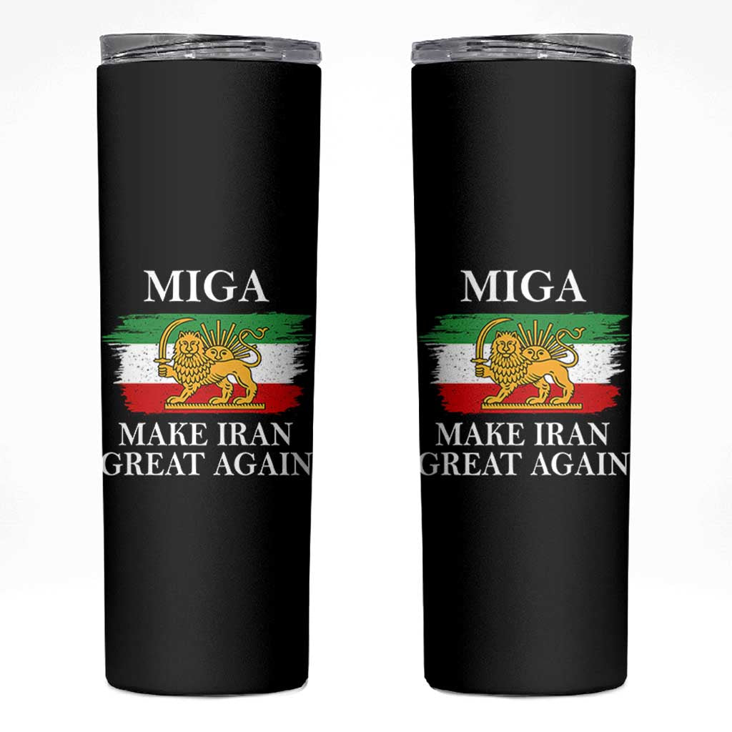 Make Iran Great Again Patriotic MIGA Skinny Tumbler Lion and Sun Flag Iranian Revolution
