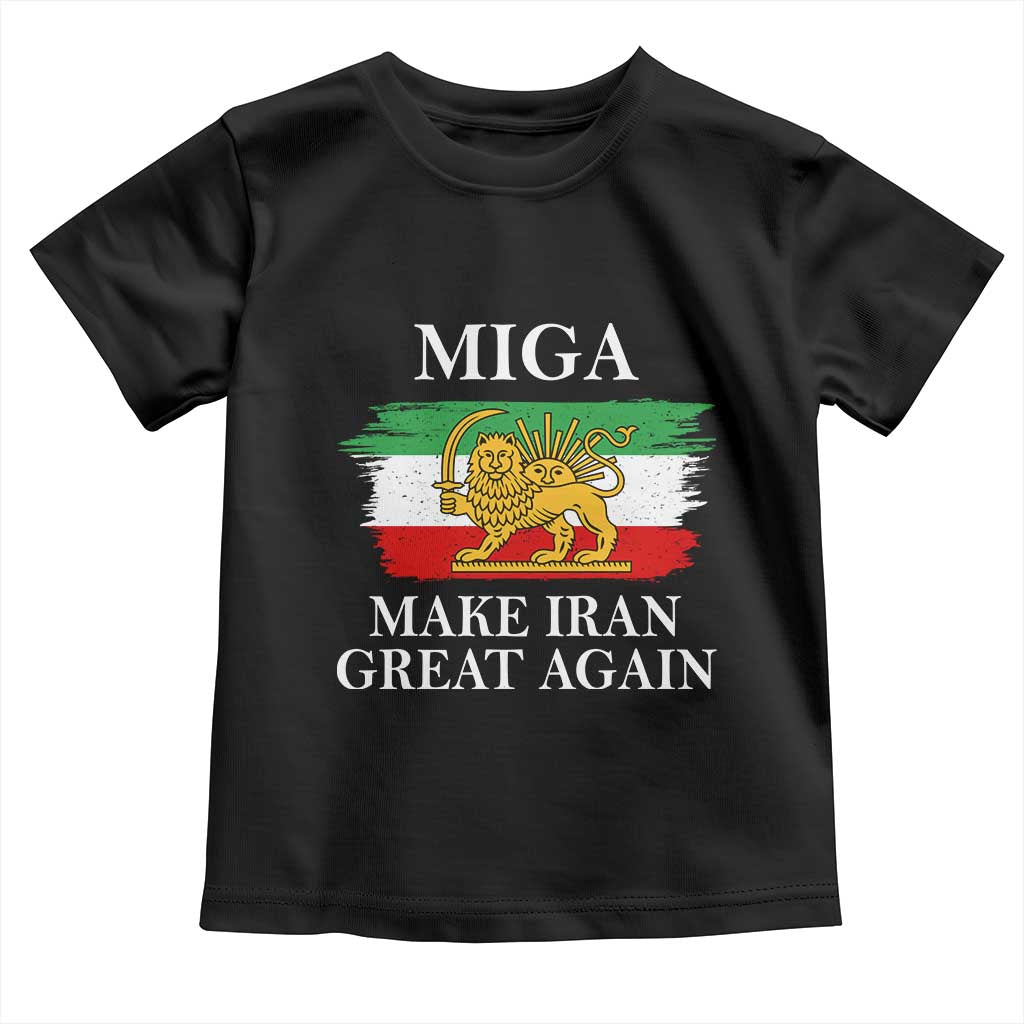 Make Iran Great Again Patriotic MIGA Toddler T Shirt Lion and Sun Flag Iranian Revolution