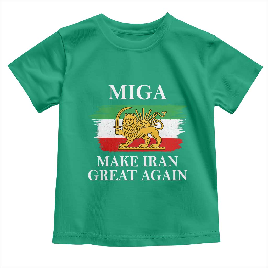 Make Iran Great Again Patriotic MIGA Toddler T Shirt Lion and Sun Flag Iranian Revolution