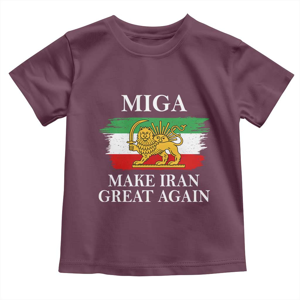 Make Iran Great Again Patriotic MIGA Toddler T Shirt Lion and Sun Flag Iranian Revolution