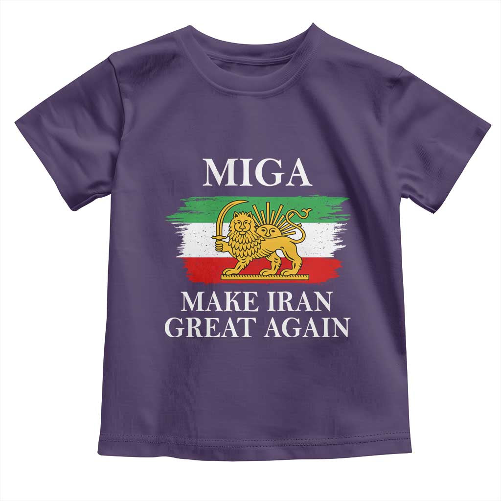 Make Iran Great Again Patriotic MIGA Toddler T Shirt Lion and Sun Flag Iranian Revolution