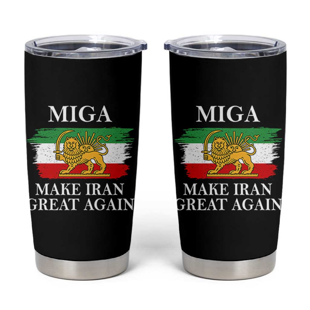 Make Iran Great Again Patriotic MIGA Tumbler Cup Lion and Sun Flag Iranian Revolution