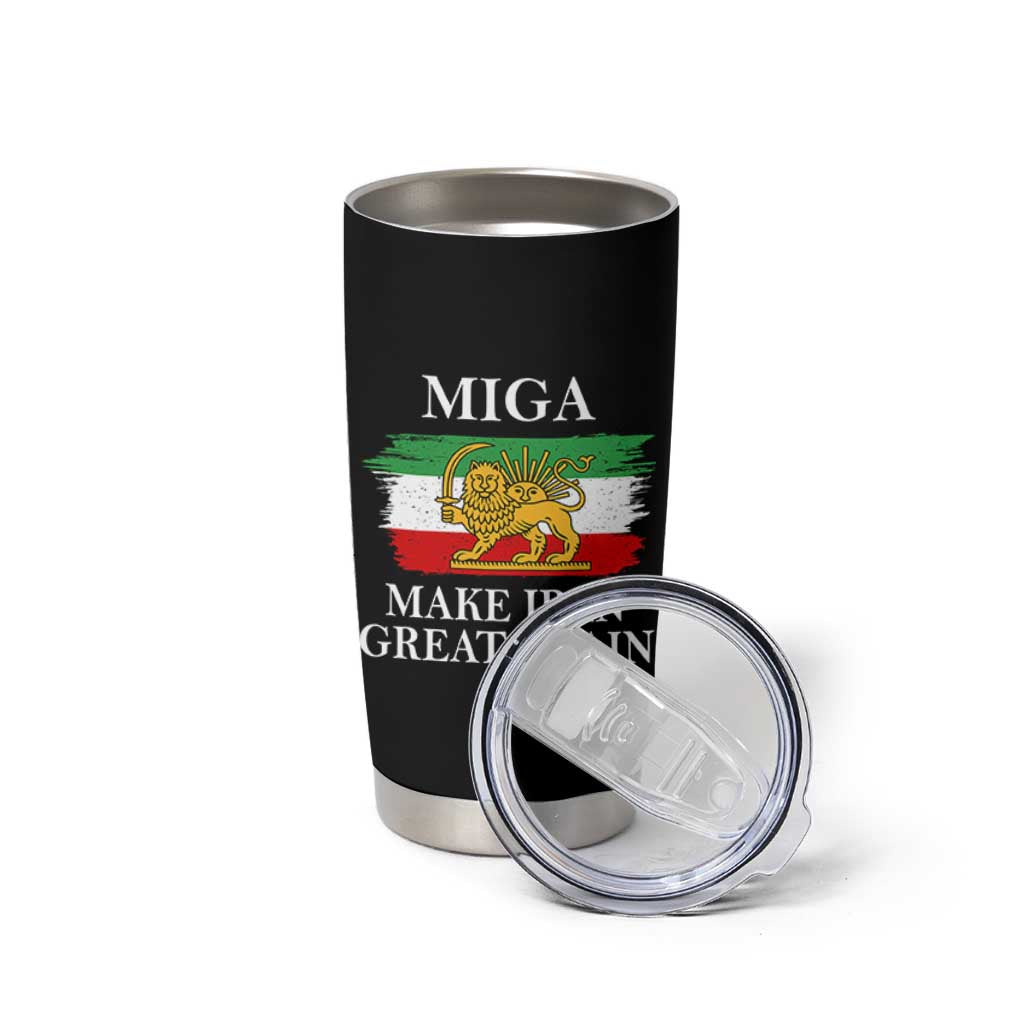 Make Iran Great Again Patriotic MIGA Tumbler Cup Lion and Sun Flag Iranian Revolution