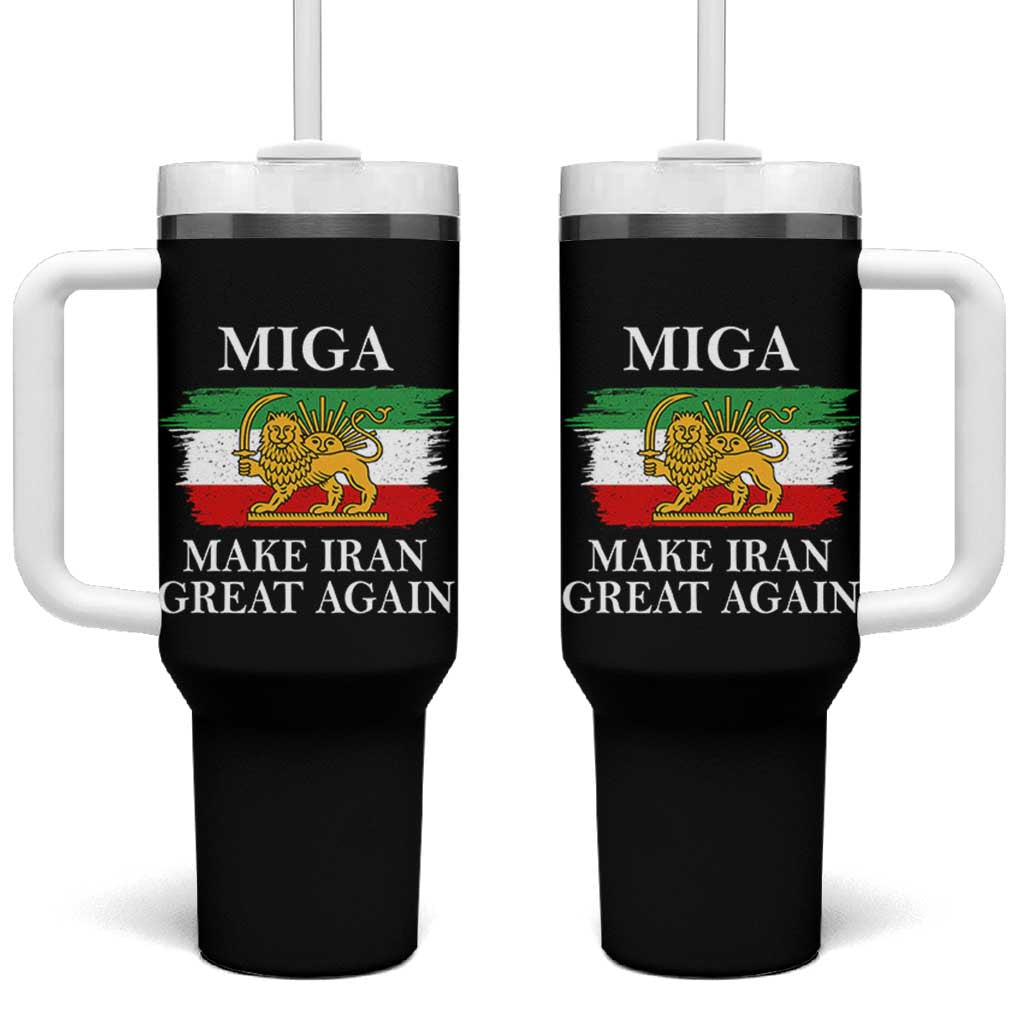 Make Iran Great Again Patriotic MIGA Tumbler With Handle Lion and Sun Flag Iranian Revolution