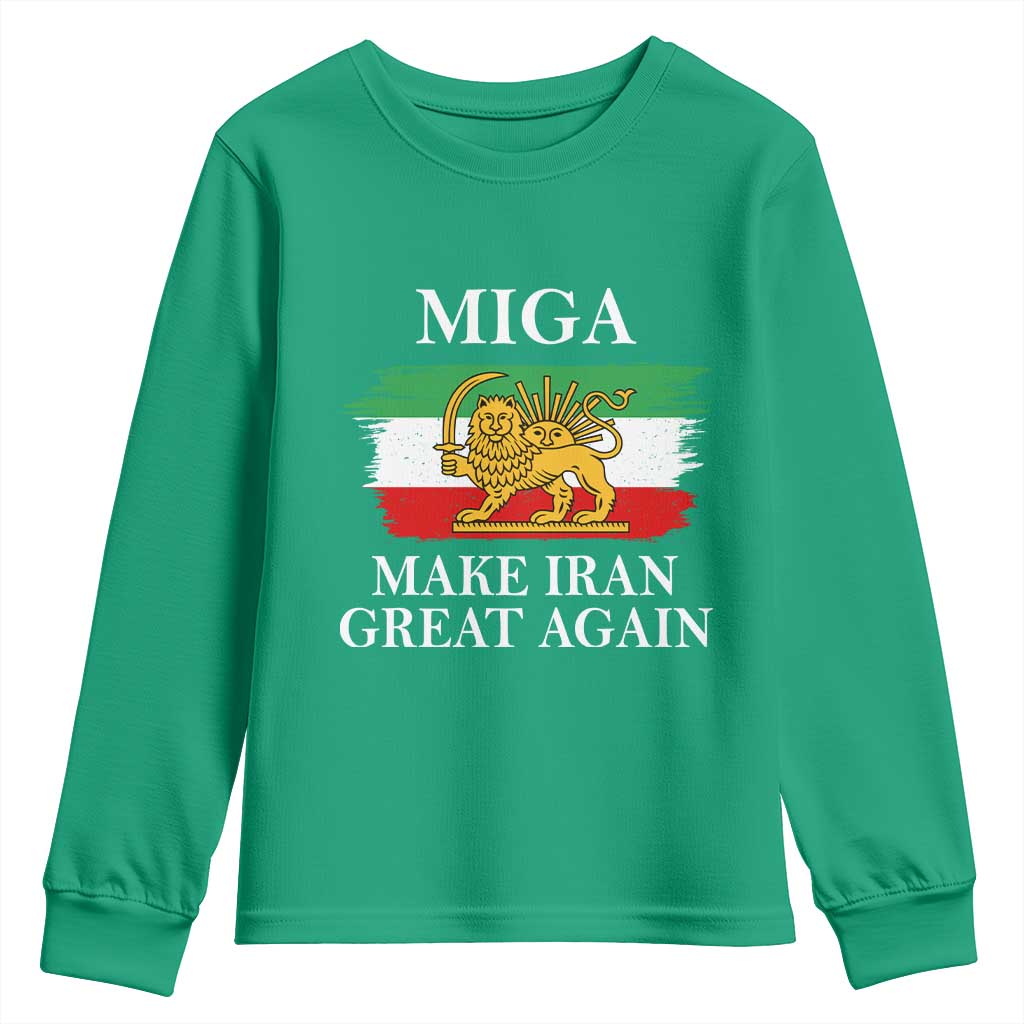 Make Iran Great Again Patriotic MIGA Youth Sweatshirt Lion and Sun Flag Iranian Revolution