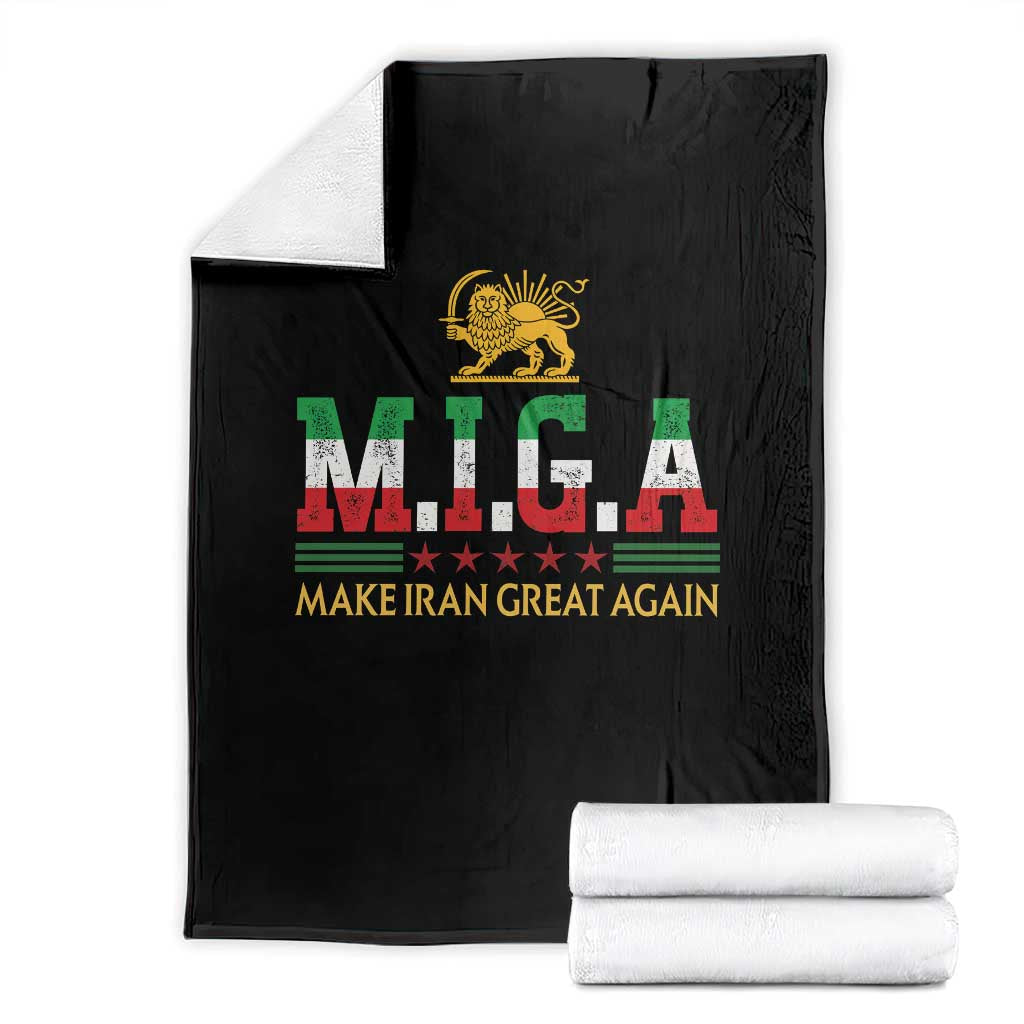 Make Iran Great Again Patriotic MIGA Throw Blanket Lion and Sun Persian Flag Freedom Iranian Revolution