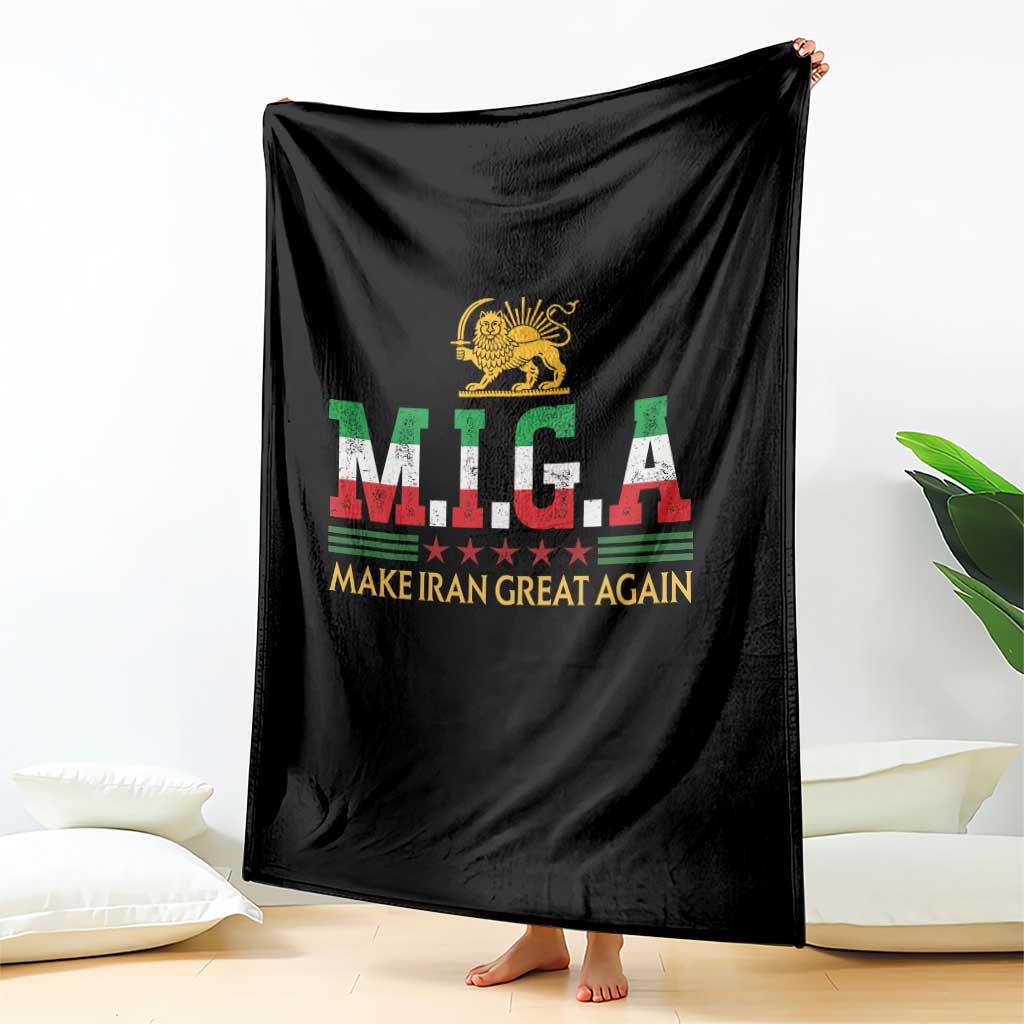Make Iran Great Again Patriotic MIGA Throw Blanket Lion and Sun Persian Flag Freedom Iranian Revolution