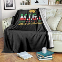 Make Iran Great Again Patriotic MIGA Throw Blanket Lion and Sun Persian Flag Freedom Iranian Revolution