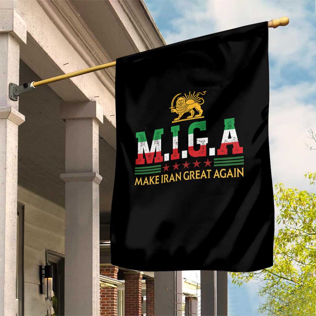 Make Iran Great Again Patriotic MIGA Garden Flag Lion and Sun Persian Flag Freedom Iranian Revolution