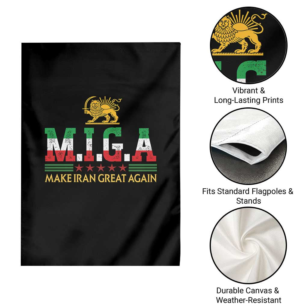 Make Iran Great Again Patriotic MIGA Garden Flag Lion and Sun Persian Flag Freedom Iranian Revolution