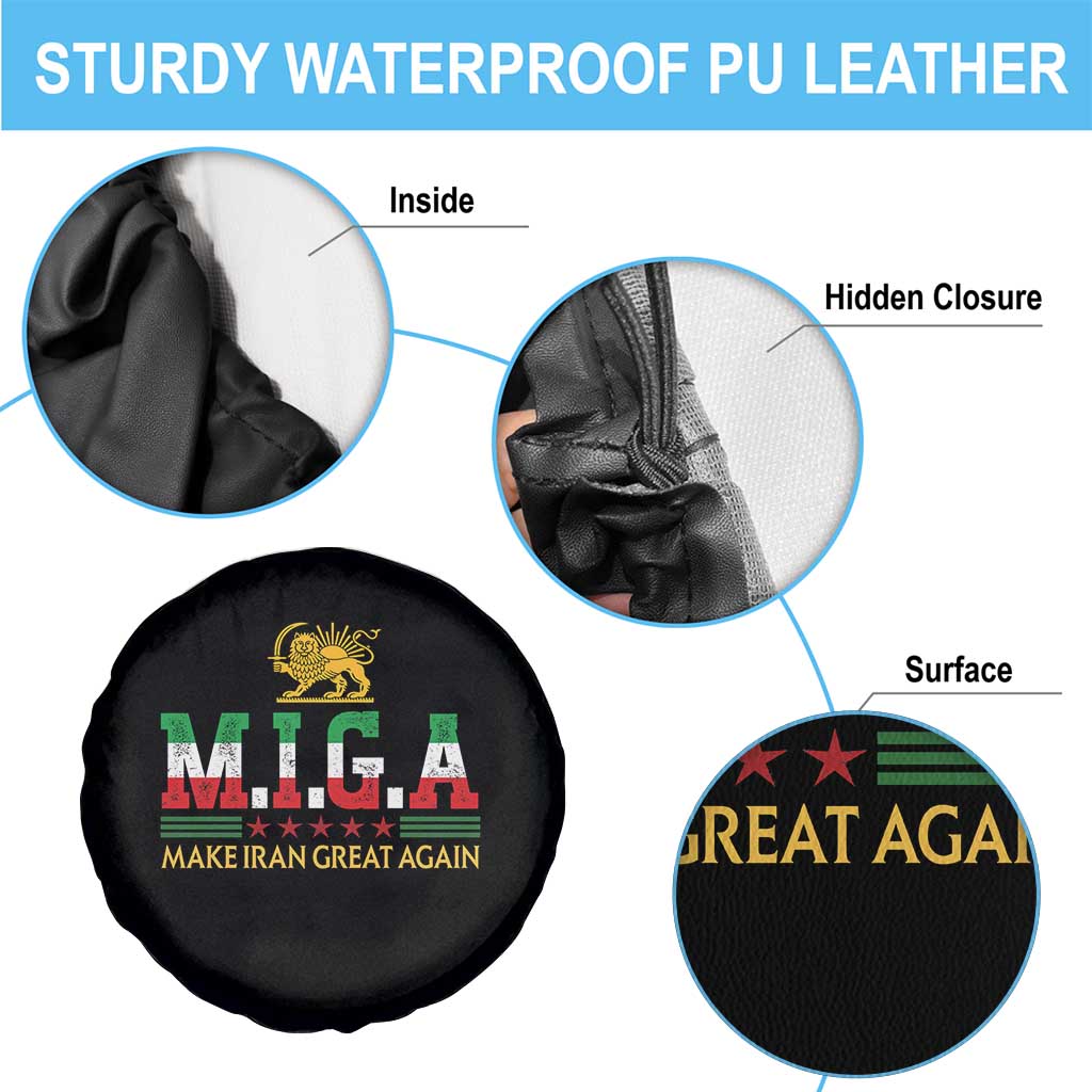 Make Iran Great Again Patriotic MIGA Spare Tire Cover Lion and Sun Persian Flag Freedom Iranian Revolution