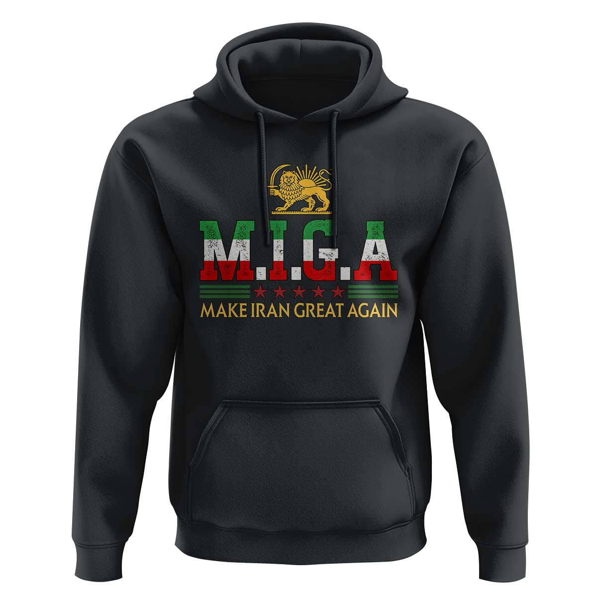 Make Iran Great Again Patriotic MIGA Hoodie Lion and Sun Persian Flag Freedom Iranian Revolution