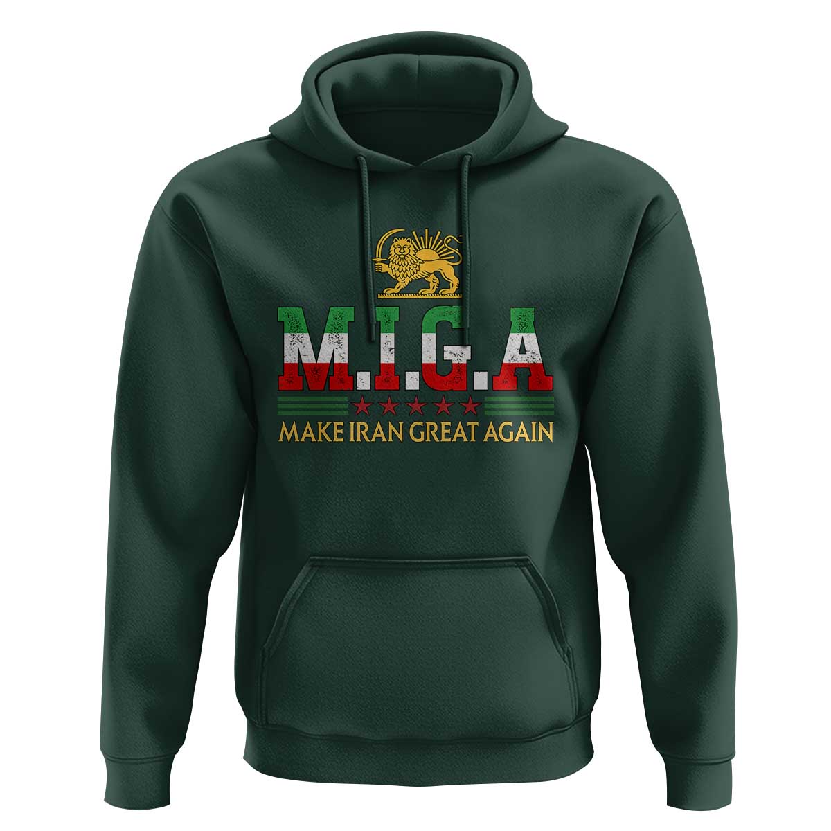 Make Iran Great Again Patriotic MIGA Hoodie Lion and Sun Persian Flag Freedom Iranian Revolution