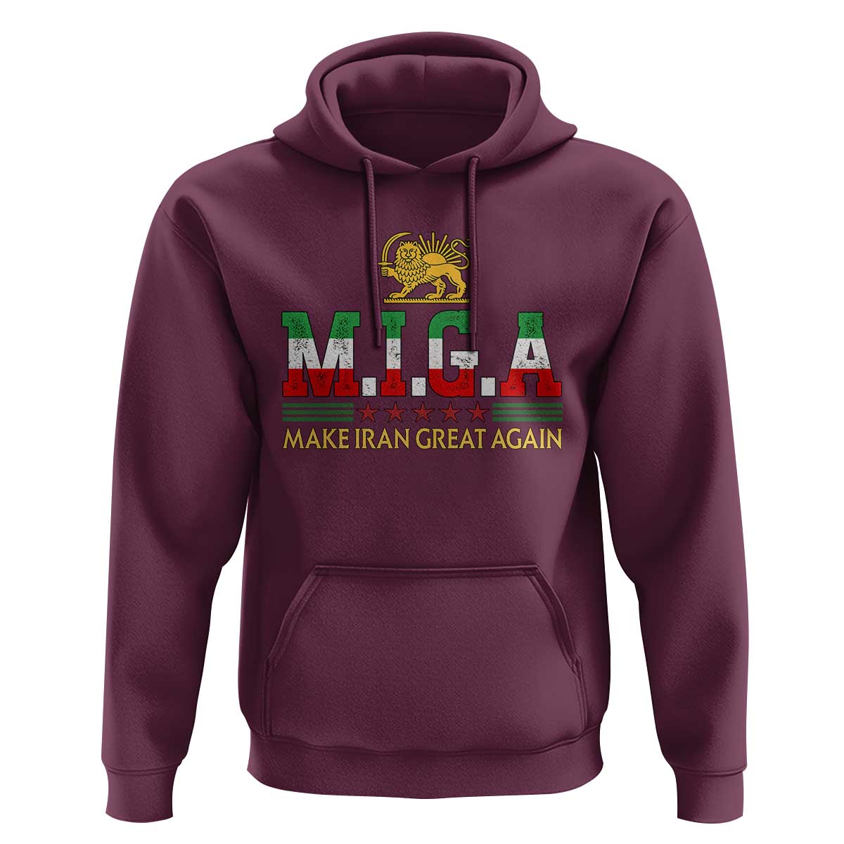 Make Iran Great Again Patriotic MIGA Hoodie Lion and Sun Persian Flag Freedom Iranian Revolution