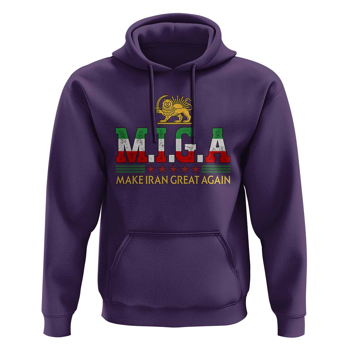 Make Iran Great Again Patriotic MIGA Hoodie Lion and Sun Persian Flag Freedom Iranian Revolution