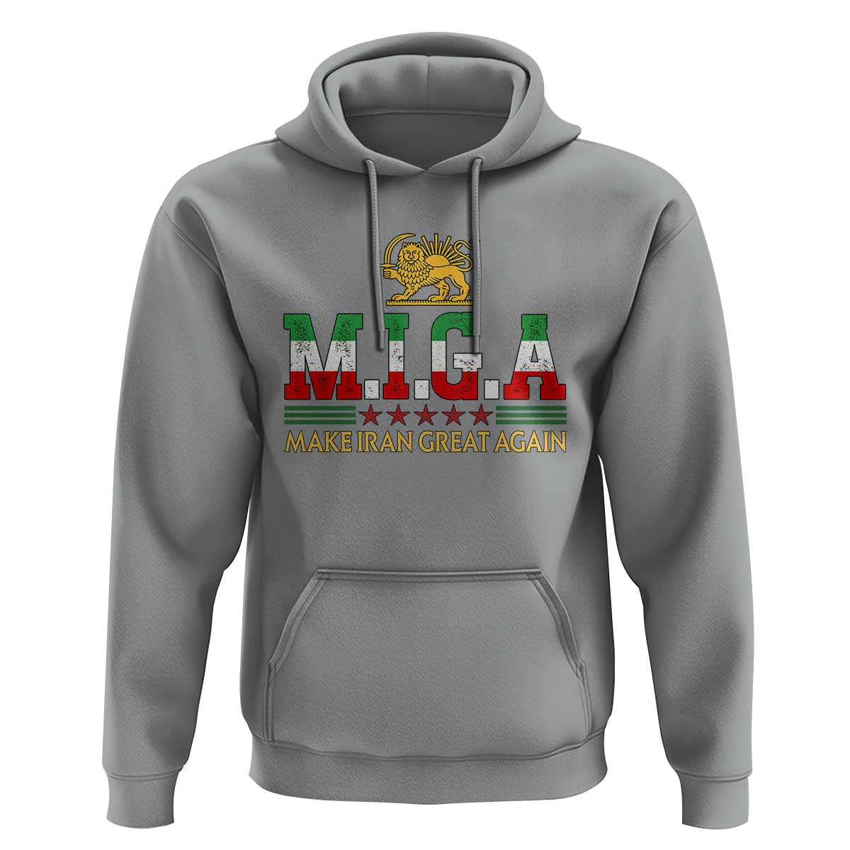 Make Iran Great Again Patriotic MIGA Hoodie Lion and Sun Persian Flag Freedom Iranian Revolution