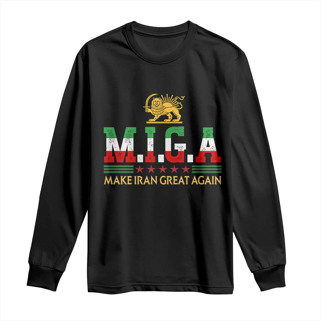 Make Iran Great Again Patriotic MIGA Long Sleeve Shirt Lion and Sun Persian Flag Freedom Iranian Revolution