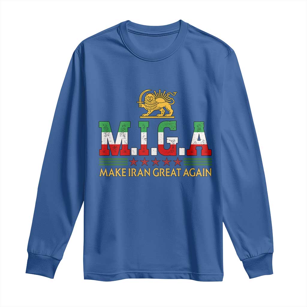 Make Iran Great Again Patriotic MIGA Long Sleeve Shirt Lion and Sun Persian Flag Freedom Iranian Revolution