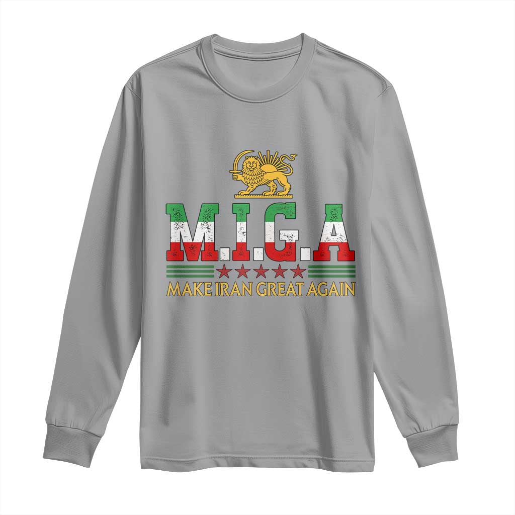 Make Iran Great Again Patriotic MIGA Long Sleeve Shirt Lion and Sun Persian Flag Freedom Iranian Revolution