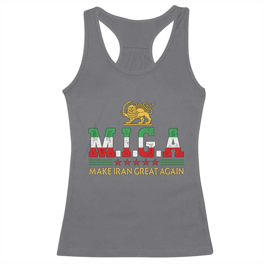Make Iran Great Again Patriotic MIGA Racerback Tank Top Lion and Sun Persian Flag Freedom Iranian Revolution