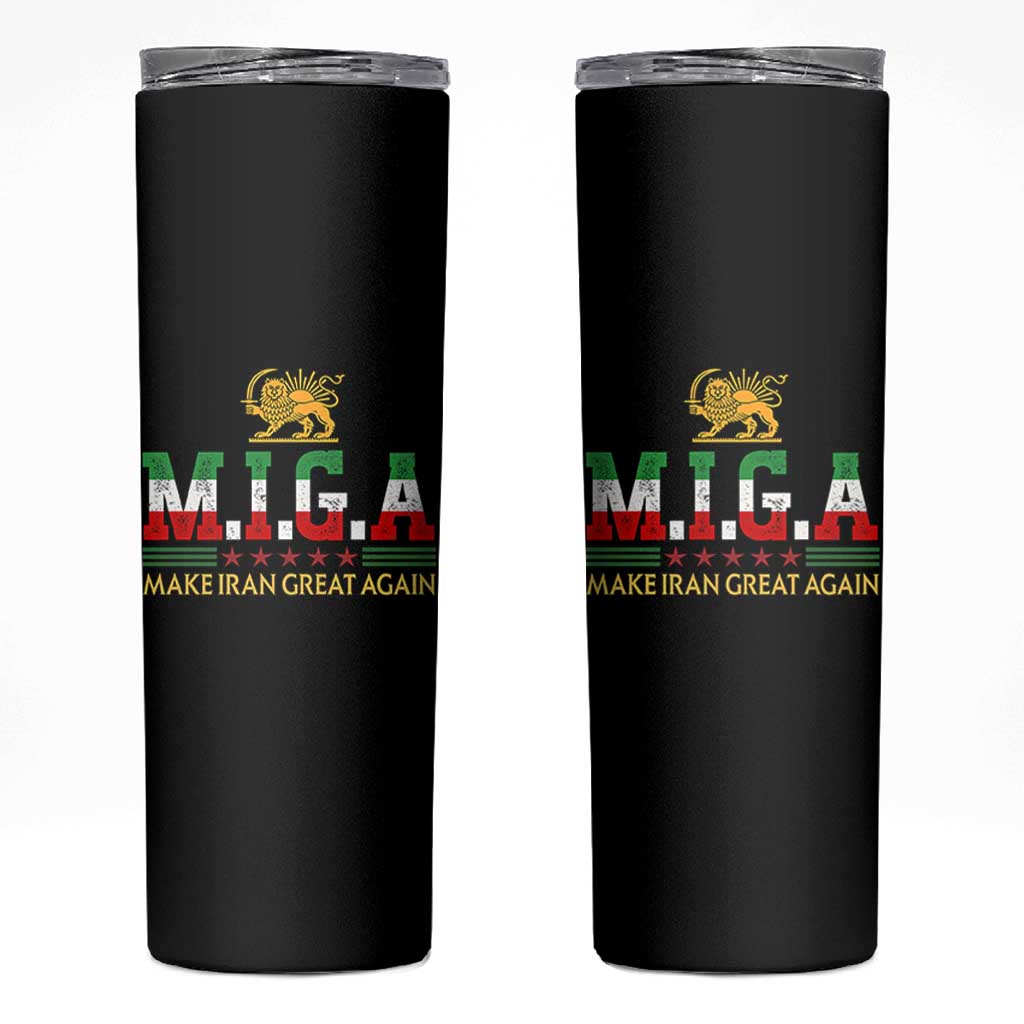 Make Iran Great Again Patriotic MIGA Skinny Tumbler Lion and Sun Persian Flag Freedom Iranian Revolution
